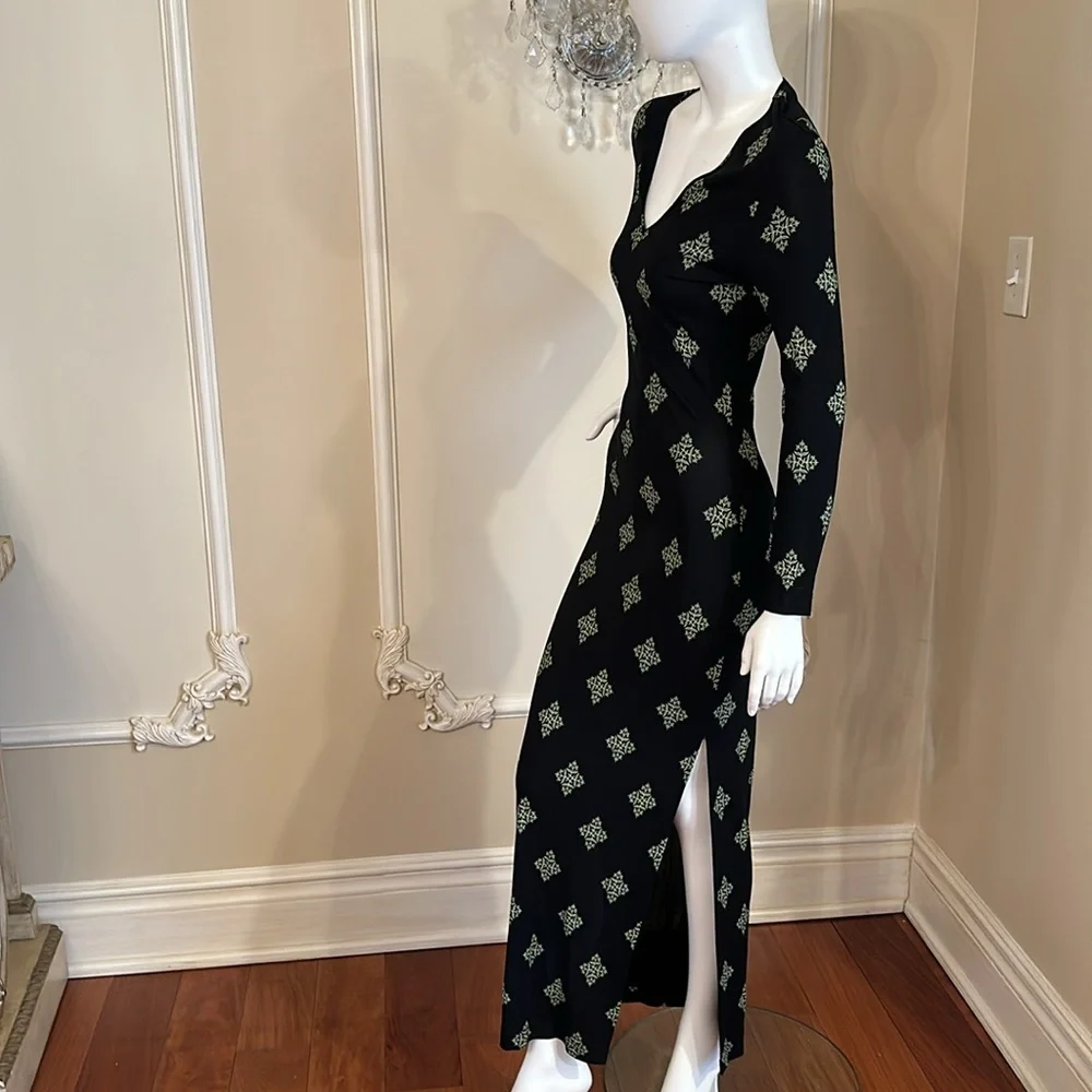 GIANNI VERSACE VERSUS Vintage Floor Long Viscose Black Dress size 28 42 - Picture 3 of 13